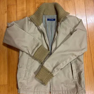 Ray BEAMS 베이지 점퍼 니트 카라 부착