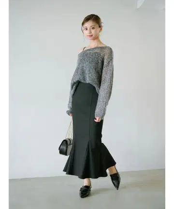 snidel 스나이델 하이웨스트 머메이드 스커트 블랙 1