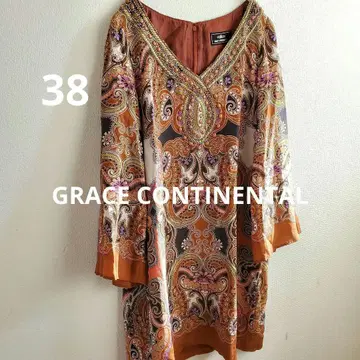 실크 100% 그레이스 콘티넨탈 페이즐리 무늬 튜닉 M