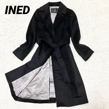 새상품급 INED 캐시미어 100% 체스터 코트 블랙 벨트 9