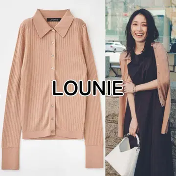[ 새상품급 ] LOUNIE 옷깃 가디건 38 핑크 베이지 긴팔 완판템