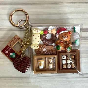 가챠 파우치 브라운 곰돌이 크리스마스 카페