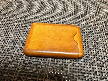 천연 가죽 슬림 명함지갑 브라운