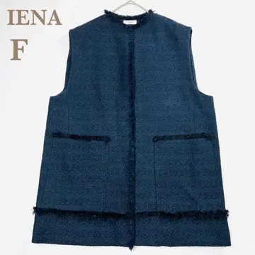 새상품급 IENA & NAVY 도비 트위드 베스트 네이비 F