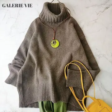 갤러리 비 터틀넥 울 스웨터 울 100% 루즈핏