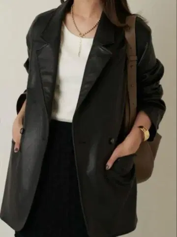 [ 미사용 ] Lui's 인조 가죽 자켓 블랙