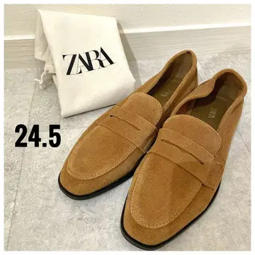 [ 새상품급 ] ZARA 스웨이드 로퍼 38 24.5 플랫 밑창 브라운