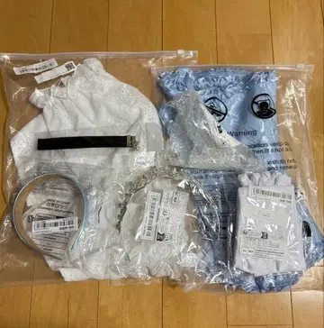 화이트 블라우스 블루 드레스 이너 세트