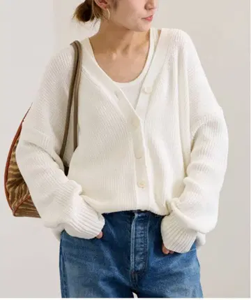 골지 V넥 가디건