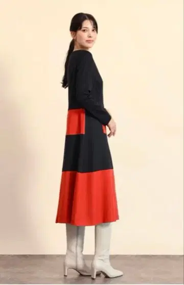 야마다야 FENNEL 블록 절개 A라인 원피스 미사용 새상품