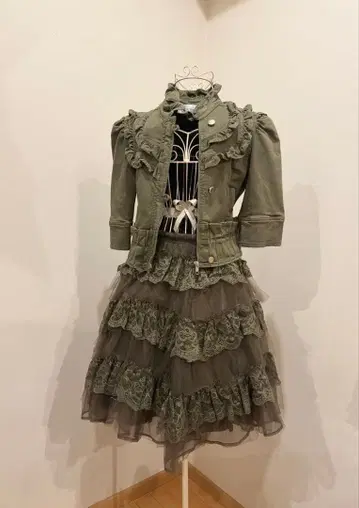 레드 발렌티노 블루종&스커트 세트