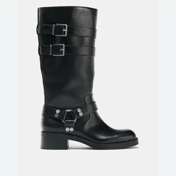 ZARA 자라 부츠 메탈 스트랩 부츠 벨트 블랙