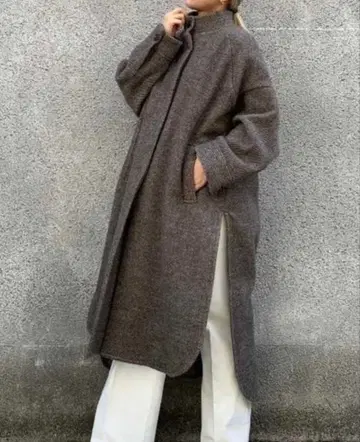 CASA FLINE 하이넥 판초 코트 브라운