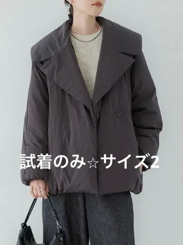 크루레 더블 브레스트 다운 자켓 차콜 그레이