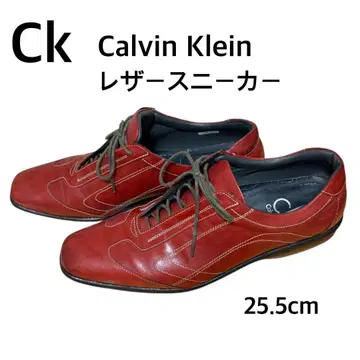 새상품급 Calvin Klein 가죽 신발 레드 25.5cm
