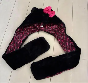 USJ 머플러 키티 블랙 핑크 초레어