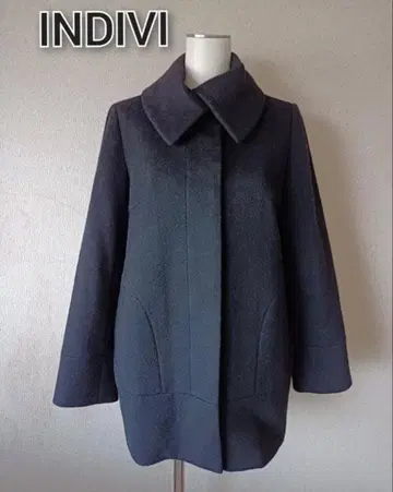 새상품급! 깔끔! INDIVI 블랙 캐시미어 혼방 여성용 코트 M 사이즈