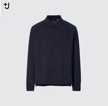 유니클로+J 메리노 블렌드 니트 피케 셔츠 L 사이즈 네이비