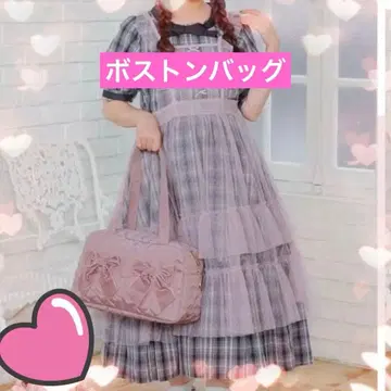 택 포함 새상품 m petit 아오키 미사코 보스턴 숄더 백 핑크 리본