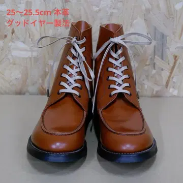 JUNMEN 브라운 가죽 레이스업 부츠