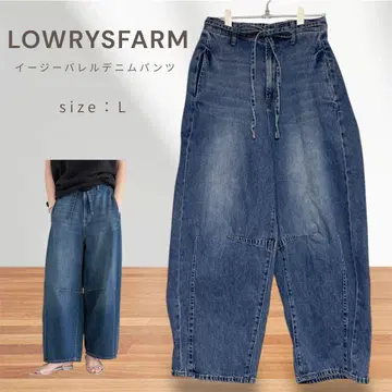 LOWRYSFARM 이지 배럴 데님 팬츠 블루 면 100%