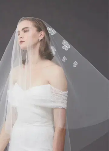 트리트 드레싱 웨딩 베일 나비와 꽃