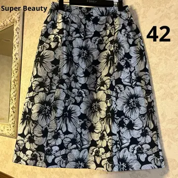새상품급 빅 사이즈 42 슈퍼 뷰티 허리밴딩 꽃무늬 종아리 기장 스커트