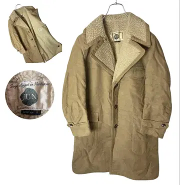 굿 디자인 레트로 구제 의류 보아 안감 x 베이지 롱 체스터 코트