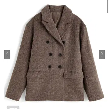 ILLIT 헤링본 더블 버튼 체스터 코트