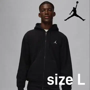 새상품급 JORDAN 조던 풀 집업 후드티 블랙 L 자수 로고 속기모