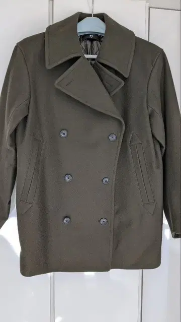 울 블렌드 오버 사이즈 피 코트 +J