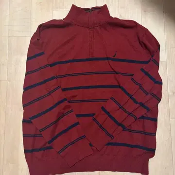 Nautica 스트라이프 하프 지퍼 니트