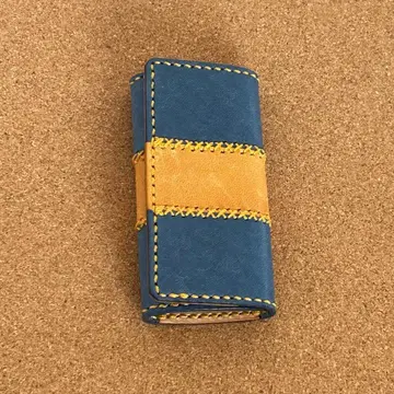 키케이스 천연 가죽 바이컬러 핸드메이드
