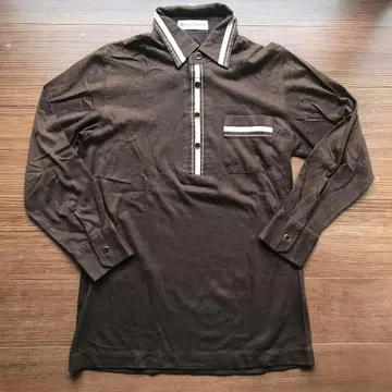 [ 거의 미사용! ] NAIGAI 브라운 피케 셔츠 긴팔 스트라이프 옷깃