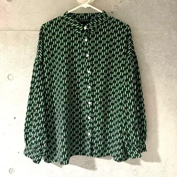 미사용 melange 블랙 그린 패턴 긴팔 셔츠 M