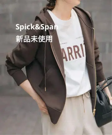 Spick&Span 스트레치 지퍼 후드티 브라운