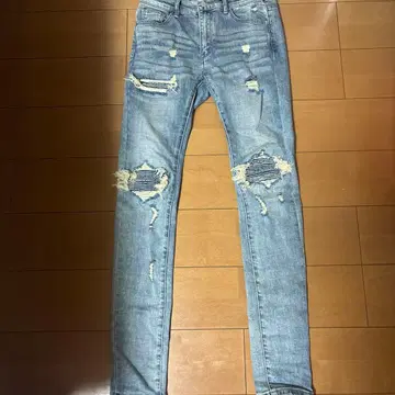 mnml 데미지 가공 스키니 데님 팬츠