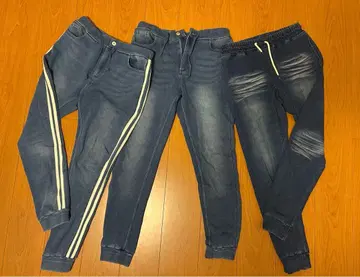 스트라이프 디자인 슬림핏 데님 팬츠 L 사이즈