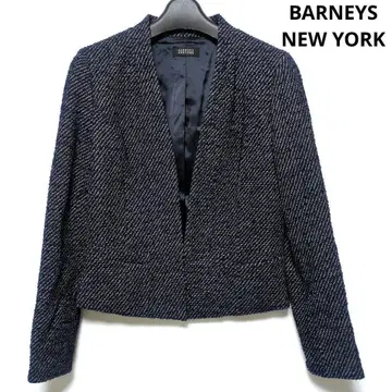 바니스뉴욕 노카라 자켓 트위드풍 포멀 네이비