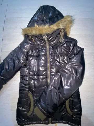 [ 퍼 부착 다운 ] 후드 부착 다운 자켓 M 사이즈 블랙