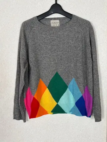 새상품 Jumper 1234 그레이 다이아몬드 스웨터 캐시미어 100%