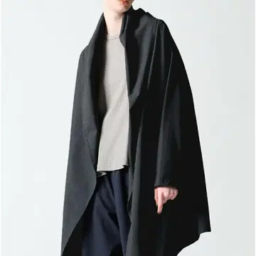 미즈이로 인드 드레이프 롱 가디건 울 블랙 F 여성용