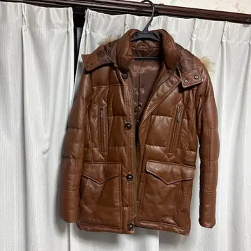 MALE & CO. 브라운 천연 가죽 다운 자켓