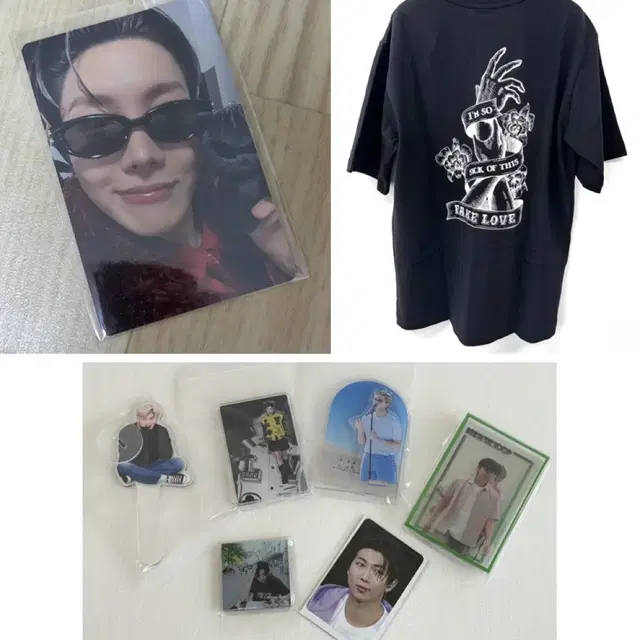 (일괄)제이홉 홉온스 파이널 특전 포카+페이크러브 티셔츠+RM굿즈