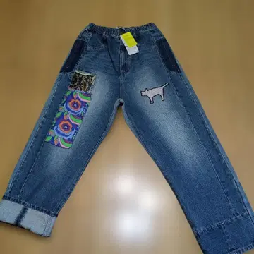 스칼라 자수 데님 아플리케 팬츠