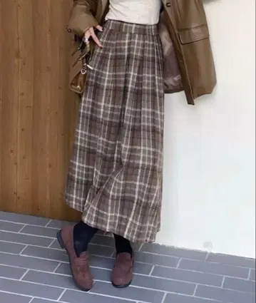 기모 체크 플리츠 스커트