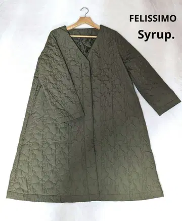 펠리시모 Syrup. 리틀 미이 퀼팅 노카라 V넥 코트