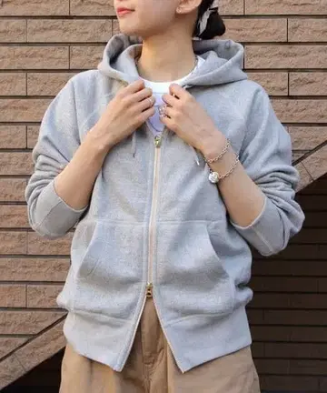 Orcival 더블 지퍼 후드티 그레이 오르치발 일본제