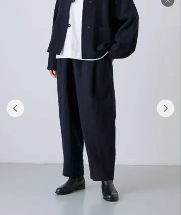 카구레 울 린넨 사루엘 팬츠 네이비