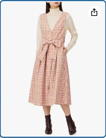 [새상품 미사용 그레이스 콘티넨탈] 하운드 투스 오버롤 스커트